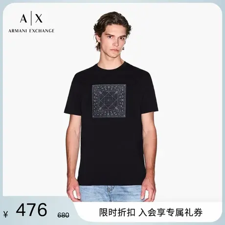 ARMANI EXCHANGE/阿玛尼2025夏季新款男士宽松全棉圆领短袖T恤图片