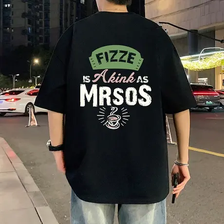 短袖T恤男夏季2025新款宽松潮牌体恤重磅纯棉半袖ins美式休闲上衣商品大图