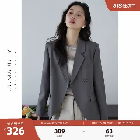 嘉茱莉通勤休闲一粒扣西装外套女2025新款戗驳领西服上衣高级感商品大图