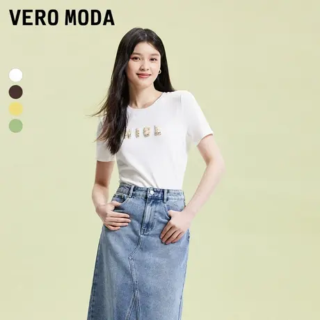Vero ModaT恤女夏季休闲百搭时尚纯色字母多色棉质324201008商品大图