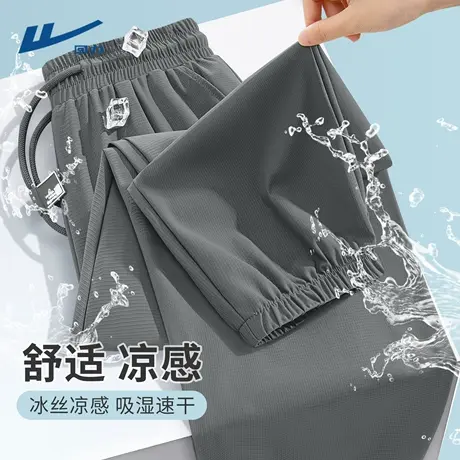 回力冰丝速干裤子男款2025新款休闲裤男生夏季薄款透气束脚裤男D图片