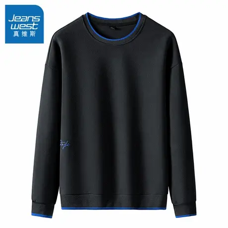 N5真维斯男士圆领卫衣2025秋季新款美式宽松刺绣长袖男生春秋上衣商品大图