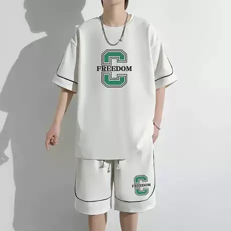 青少年睡衣男款夏季潮流短袖短裤初中高中学生宽松薄款家居服套装图片