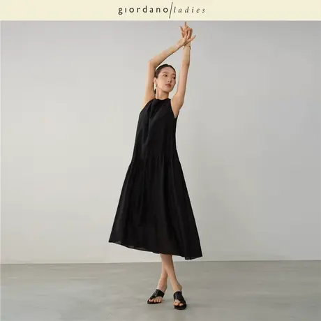 GL2025夏季新款背心连衣裙女薄款真丝棉拼接收褶A型裙子02465027商品大图