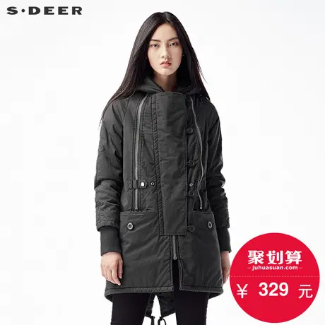 sdeer圣迪奥女装休闲范加绒连帽棉衣S15481926🤝商品大图