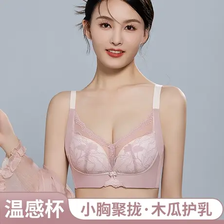 浪莎内衣女小胸聚拢调整型温变养护无钢圈收副乳防下垂蕾丝文胸罩商品大图