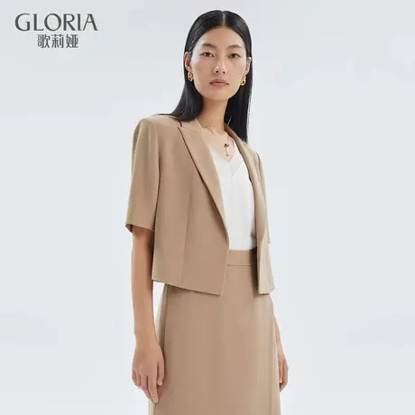 歌莉娅短西装外套女款夏季高级感醋酸气质通勤外搭上衣124C6M010商品大图