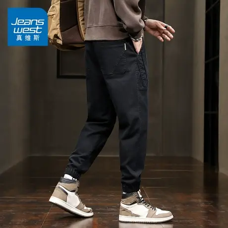 KZ真维斯宽松直筒束脚休闲裤子男款春秋季常规款百搭哈伦长裤男生图片