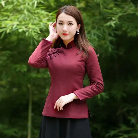 筠雅唐装女中国风中式棉服女款冬季加厚旗袍小棉袄过年盘扣夹棉衣商品大图