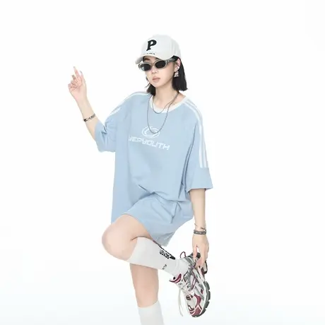 2025夏季新款泽西风宽松印花短袖T恤女美式潮酷街头男女同款上衣商品大图