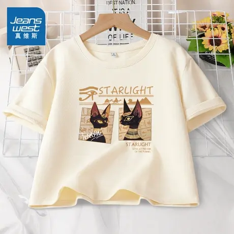 KMV真维斯纯棉短袖t恤女2025新款春夏时尚百搭体恤宽松正肩体恤女图片