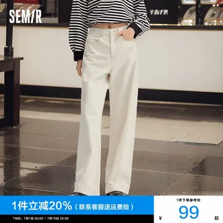 森马休闲裤女磨毛长裤简约时尚ins潮2025春季新款复古阔腿裤百搭商品大图