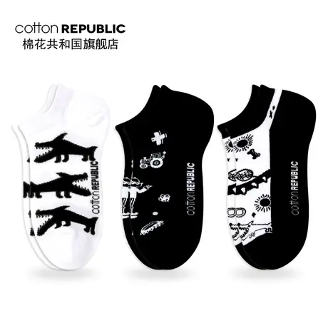 Cotton Republic/棉花共和国女士船袜合作款两只狗的生活意见女袜图片