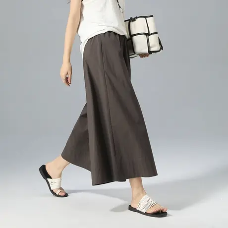 八分阔腿裤女夏季薄款2025新款高腰宽松裙裤小个子九分裤直筒裤夏商品大图