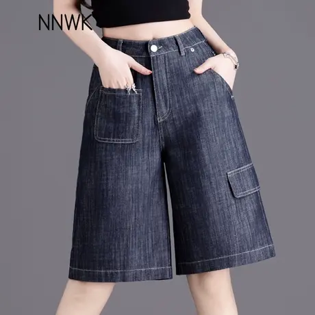 高腰牛仔短裤女夏季薄款2025新款宽松巨好看五分裤直筒阔腿裤中裤商品大图