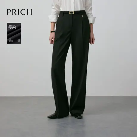 【超能小太阳】PRICH简约直筒西装裤2025早秋新款气质捏褶长裤女商品大图