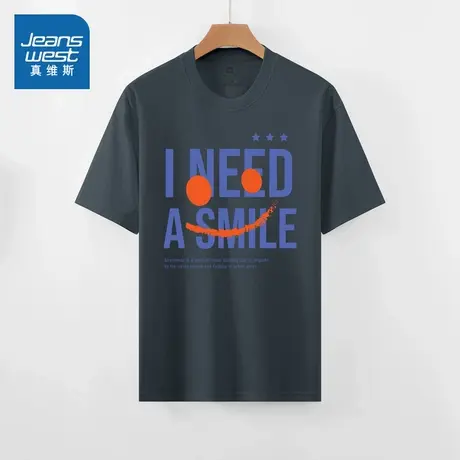 KF真维斯男装2025夏季新款字母印花时尚百搭纯棉舒适男款短袖T恤商品大图