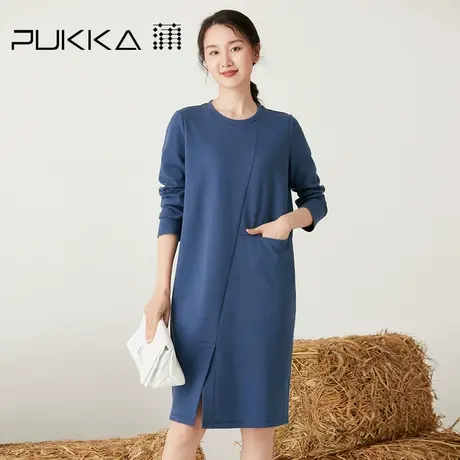 蒲PUKKA 女装棉质连衣裙2022秋季新款设计感时尚中长裙商场同款图片