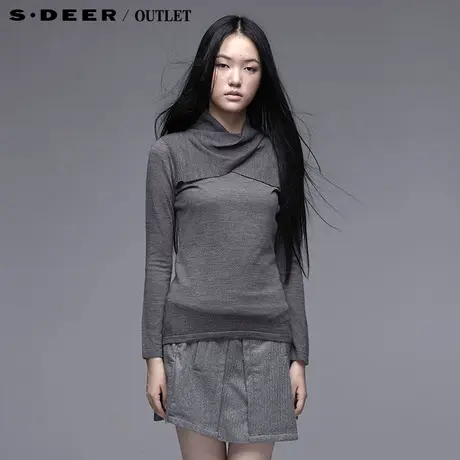 圣迪奥sdee春装女青果领羊毛针织毛呢打底衫3383555图片