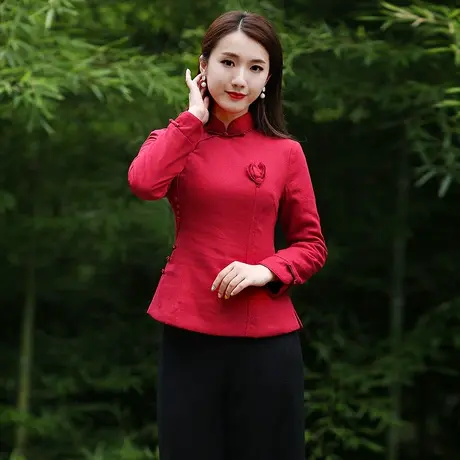 筠雅唐装棉服女中国风新中式棉袄女款冬季年轻拜年加厚旗袍小棉衣商品大图