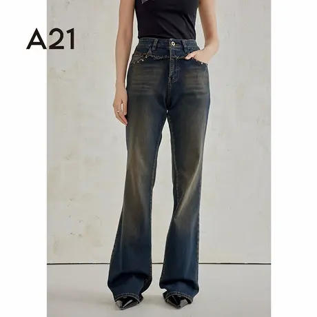 A21女装喇叭牛仔长裤夏季美式渐变高级感直筒微喇裤商品大图