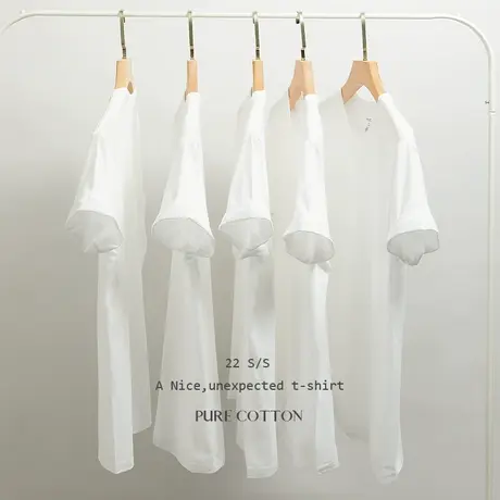 hansca 简约纯色短袖t恤男2025年夏季罗马丝光棉速干透气休闲体恤商品大图