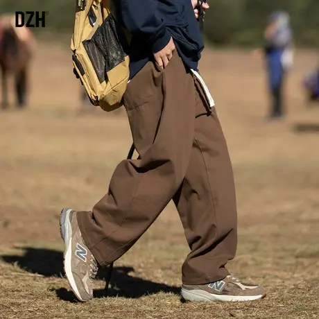 男生咖啡色裤子春季男裤直筒工装裤男宽松阔腿裤美式户外休闲长裤商品大图