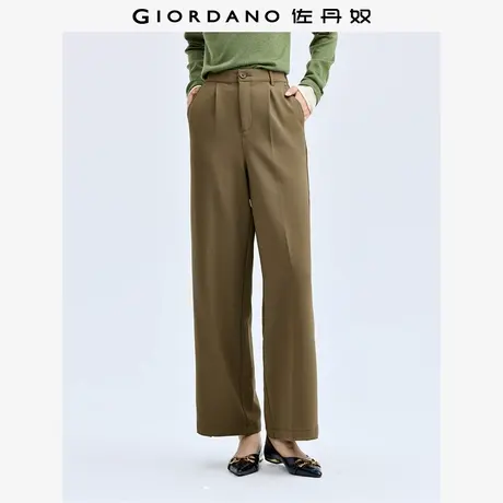 佐丹奴裤子女装垂感梭织半松紧腰阔腿休闲长裤 05412023商品大图