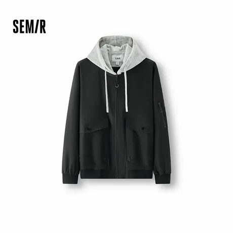 [商场同款]森马夹克男假两件连帽外套2025秋季新款宽松上衣撞色潮商品大图