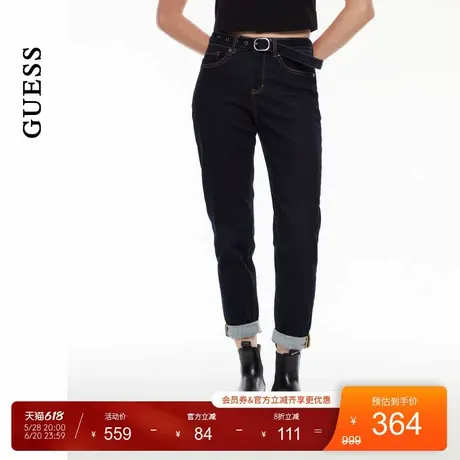 GUESS女士美式复古腰带设计萝卜牛仔裤-W4PA2GD51V0商品大图