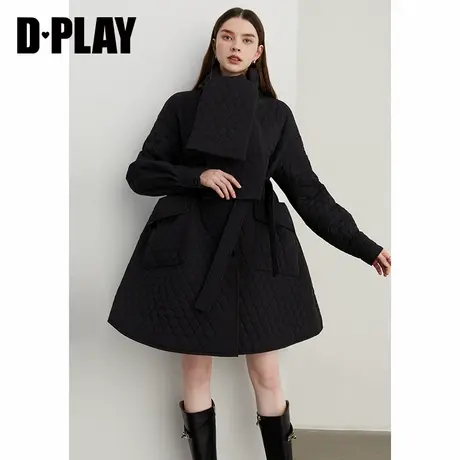 DPLAY冬季新款百搭黑色圆领单排扣落肩宽松棉服短款外套女图片