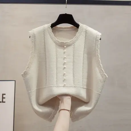 针织背心马甲女2024新款秋季叠穿洋气时髦外穿马夹坎肩上衣女套头商品大图