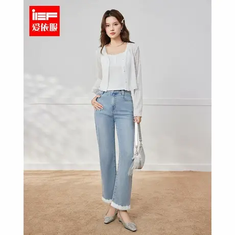 IEF/爱依服裤子2025夏季新款韩版时尚通勤气质百搭九分牛仔直筒裤商品大图