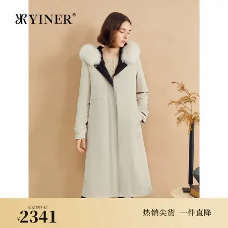 YINER音儿专选2024冬季新款长款尼克服狐狸毛领水貂毛真皮皮草商品大图