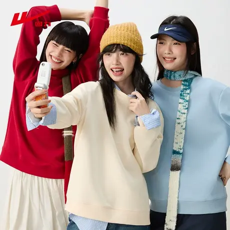 ZH回力圆领卫衣女2025新款春秋季宽松透气美式潮流百搭长袖上衣女商品大图