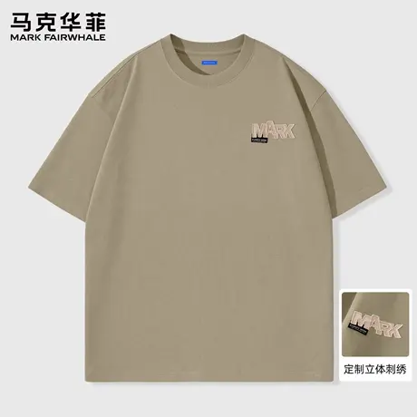 马克华菲字母绣花圆领短袖男款2025新款夏季情侣简约T恤男生上衣图片