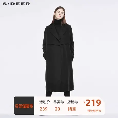 sdeer圣迪奥个性裁片设计袖袢装饰H廓形平驳领长外套S18461875🏒商品大图