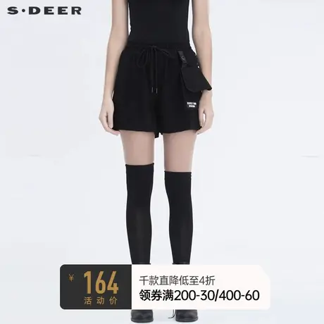 sdeer圣迪奥冬季女装个性松紧字母胶印A字宽松短裤S20480904🏇商品大图