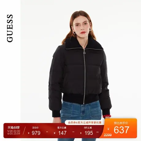 GUESS女士时尚都市气质螺纹翻领绗缝羽绒服-OO4W5899商品大图
