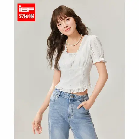 IEF/爱依服2025夏季新款法式甜美纯欲小女人气质修身短款百搭上衣商品大图