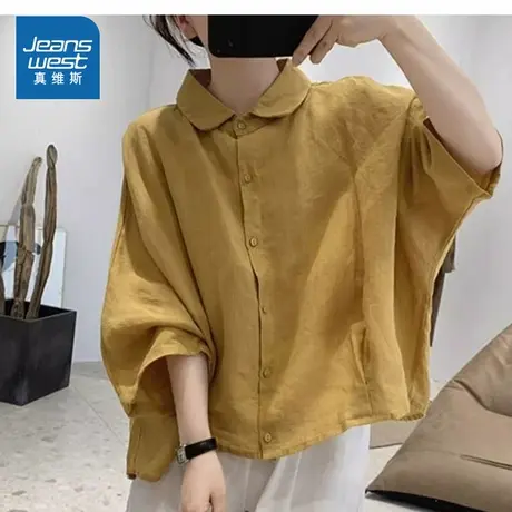 LE真维斯2025夏季新款潮流女装衬衫纯色通勤女士cleanfit上衣商品大图