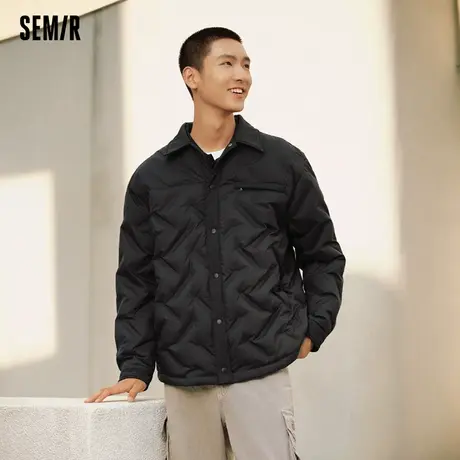 森马羽绒服男2024冬季新款轻薄短款外套简约纯色百搭上衣保暖内搭图片