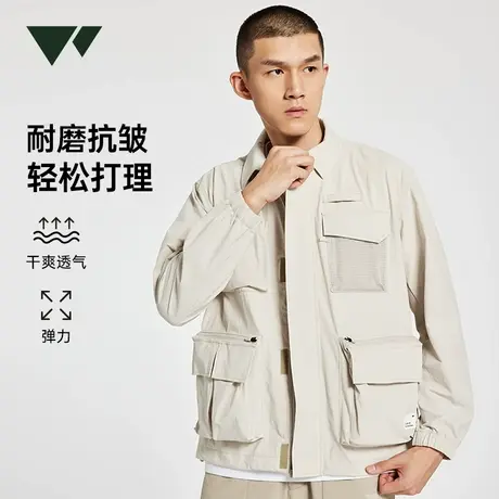 七匹狼翻领工装夹克男春夏新款柔软时尚透气轻盈百搭茄克外套男装商品大图