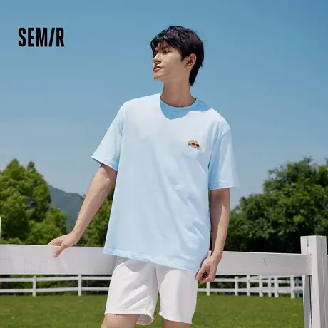 森马短袖T恤男潮流夏季新款宽松纯棉时尚休闲校园风圆领情侣上衣商品大图