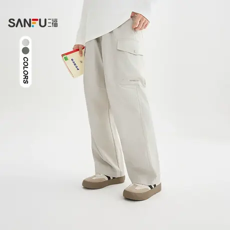 三福2025秋季男士工装休闲裤 美式橡筋腰头宽松直筒裤子506141图片