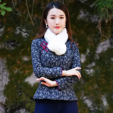 女式唐装加厚冬装中国风旗袍小棉袄中式上衣夹棉年轻款复古短棉袄商品大图