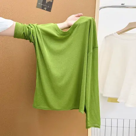 气质高级感薄款空调罩衫T恤女夏季宽松韩版微透长袖防晒衫上衣潮图片