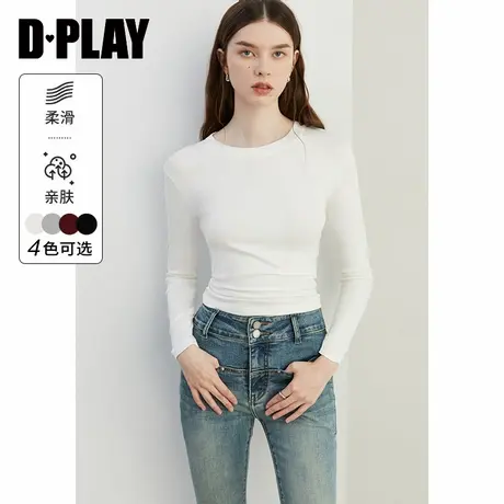 DPLAY【惠品】2025年春季新款气质白色打底衫女修身长袖内搭上衣商品大图