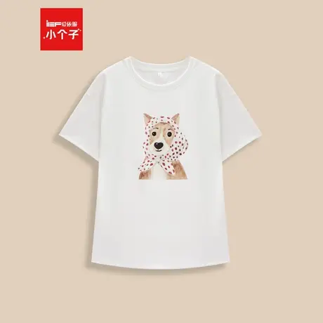 IEF/爱依服短袖上衣2025夏季新款时尚小众设计感小狗印花百搭T恤商品大图