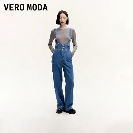 Vero Moda奥莱牛仔背带裤女秋冬新款纯棉休闲百搭减龄阔腿裤流行商品大图